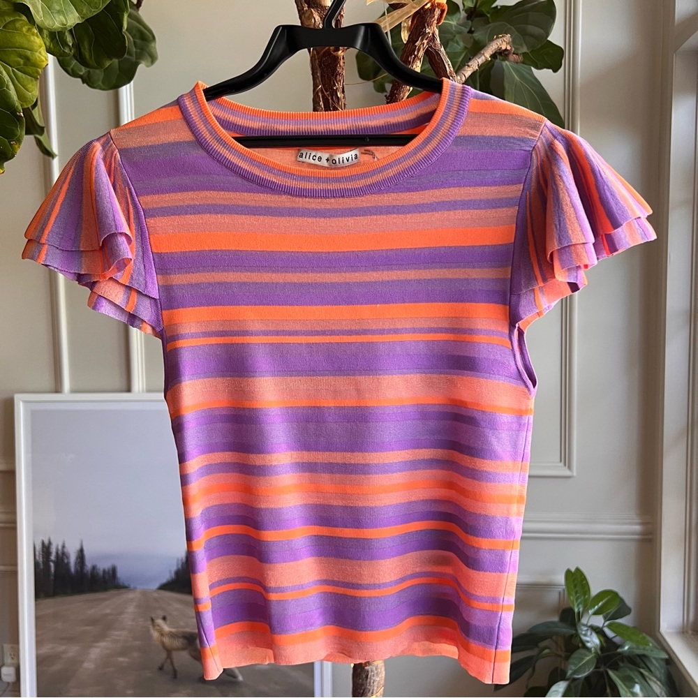 alice + olivia Striped Shirt Sz 0/ Sm